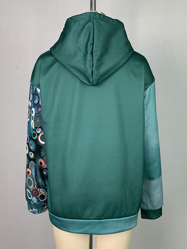 Long Sleeves Printed Hooded Hoodies Tops