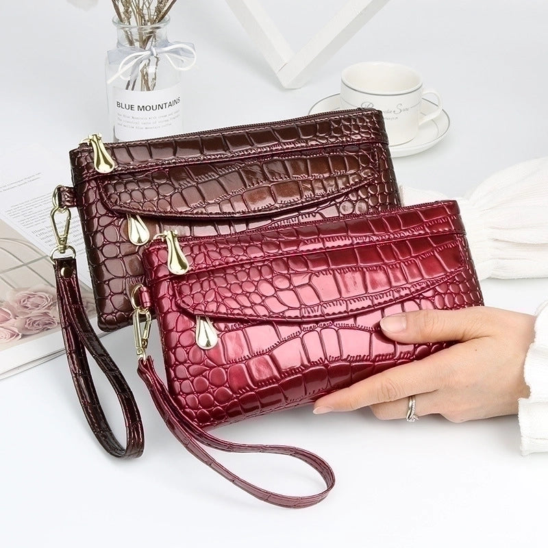 Black Pu Leather Solid Color Square Clutches