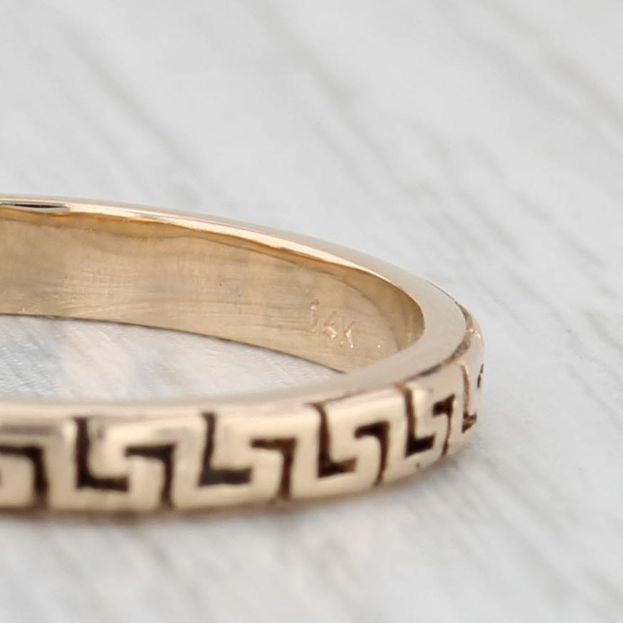 Greek Key Pattern Ring 14k Yellow Gold Size 6.5 Stackable Band