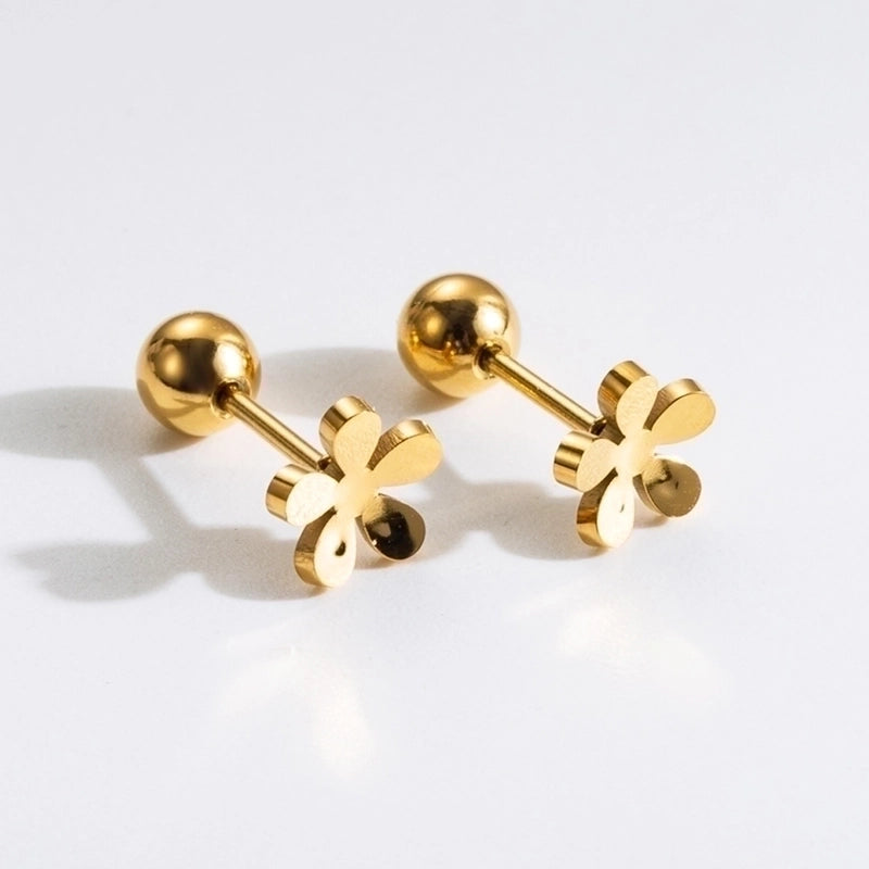 1 Pair Commute Rabbit Heart Shape Crown 304 Stainless Steel 18K Gold Plated Ear Studs