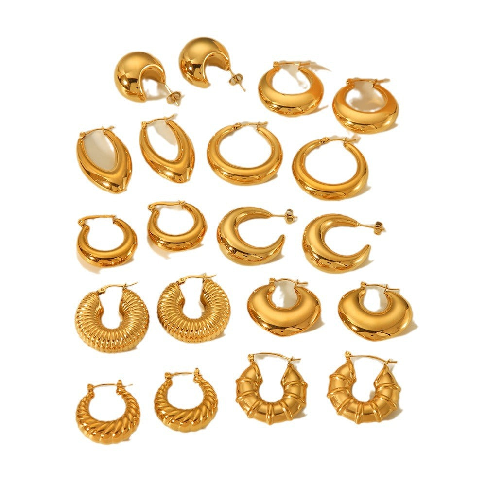IG Style Hollow Geometric Stainless Steel Electroplating Earrings