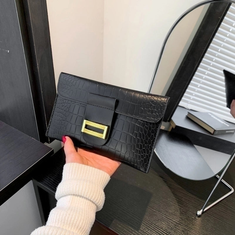 Women's All Seasons Pu Leather Solid Color Sexy Square Magnetic Buckle Clutch Bag