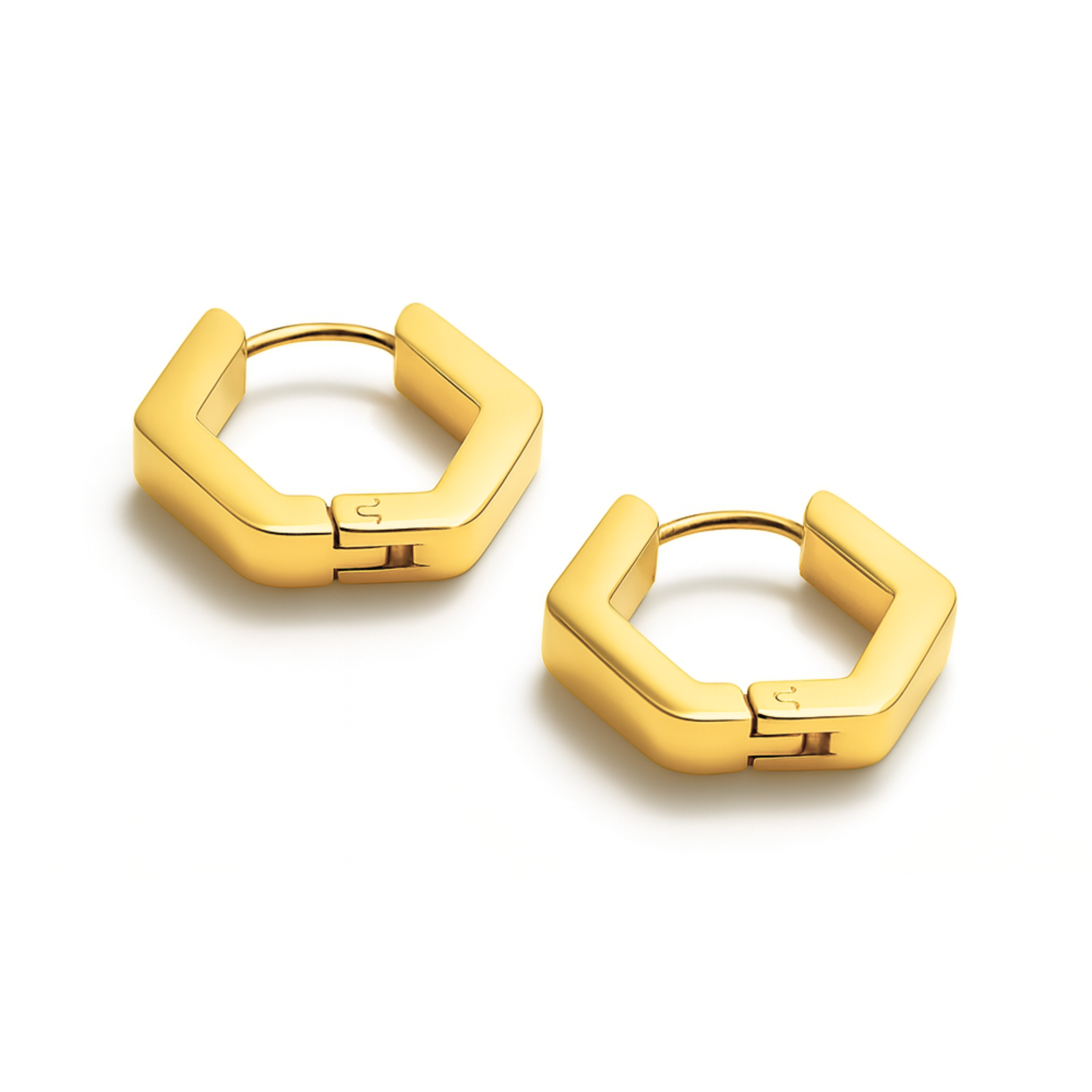 Chunky hexagon hoops - Gold