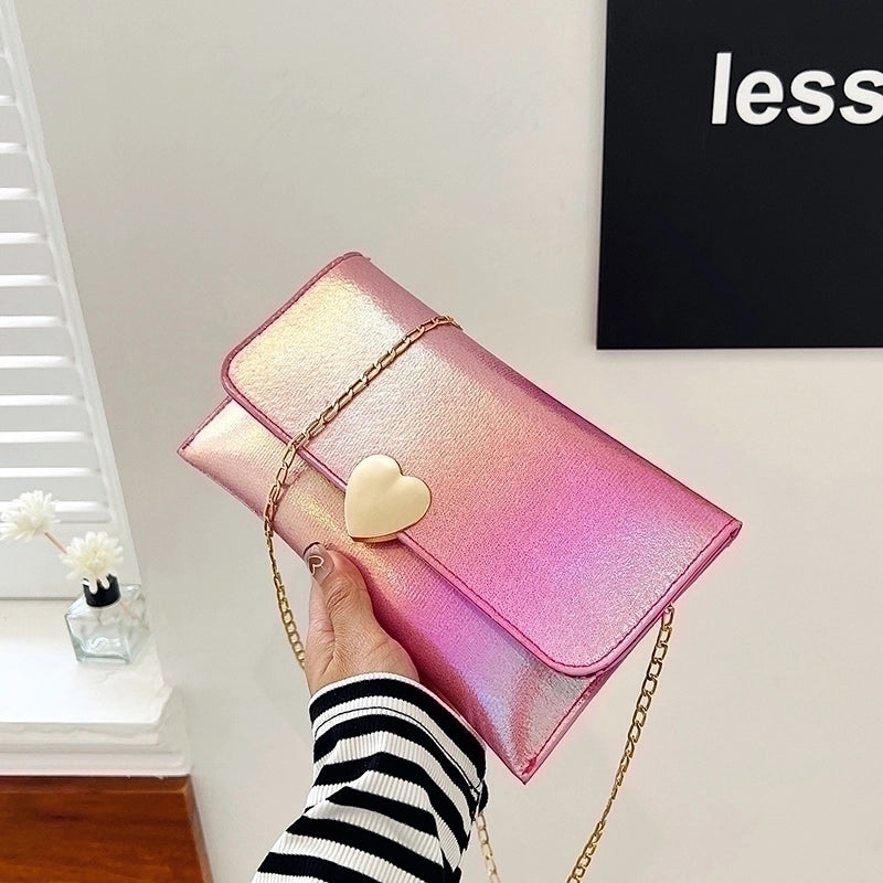 Women's Pu Leather Color Block Classic Style Square Flip Cover Shoulder Bag