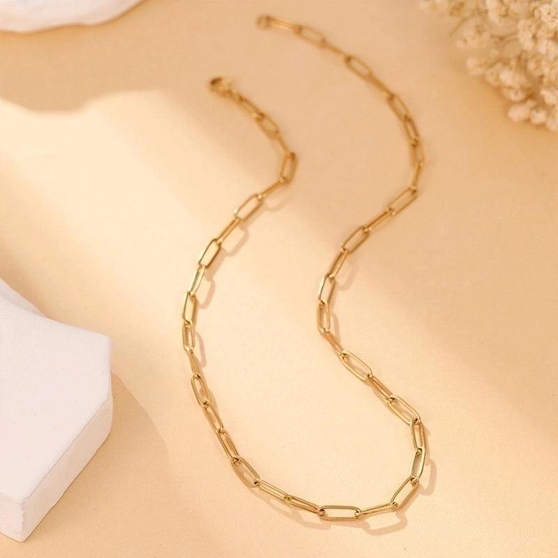 Minimalist Classic Style Solid Color Stainless Steel Gold Plated Plating Necklace