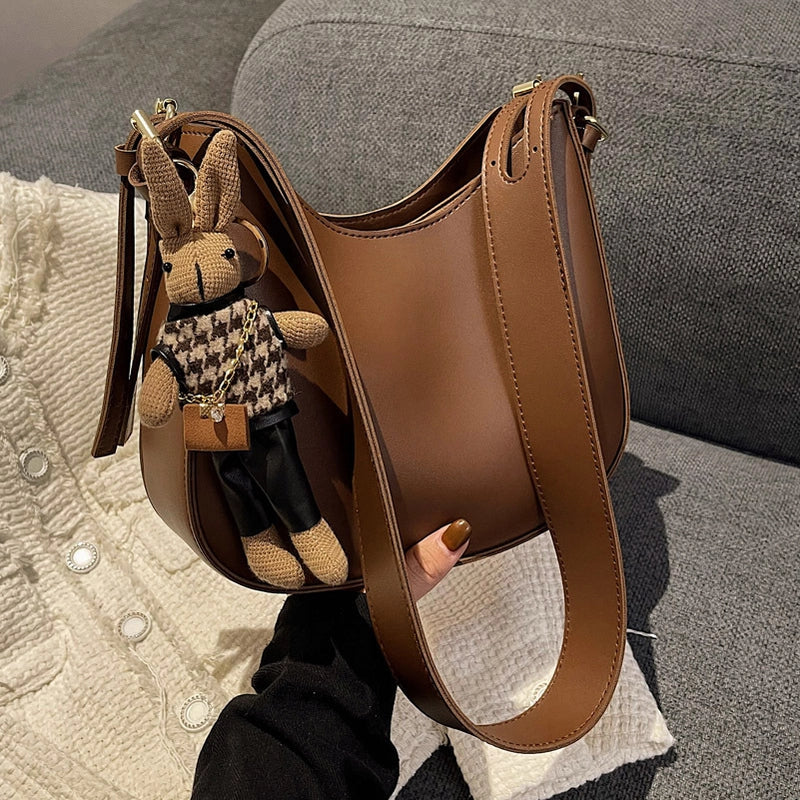 Women's Medium Pu Leather Solid Color Basic Classic Style Zipper Tote Bag