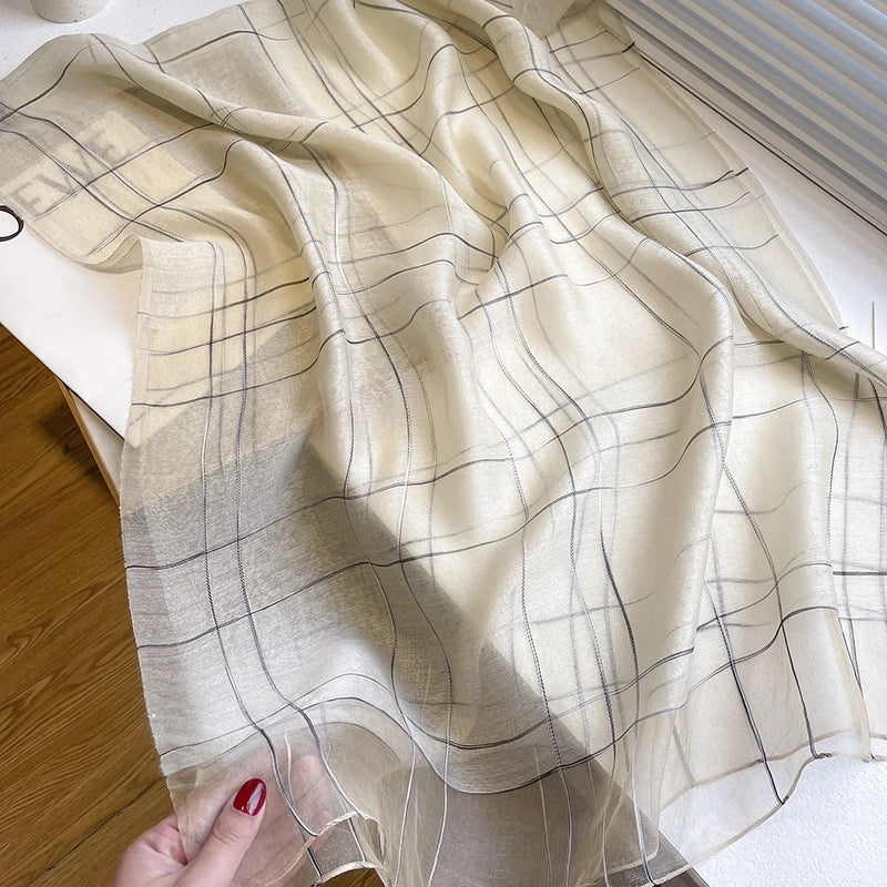 Women's Elegant Stripe Silk Fleece Silk Scarves