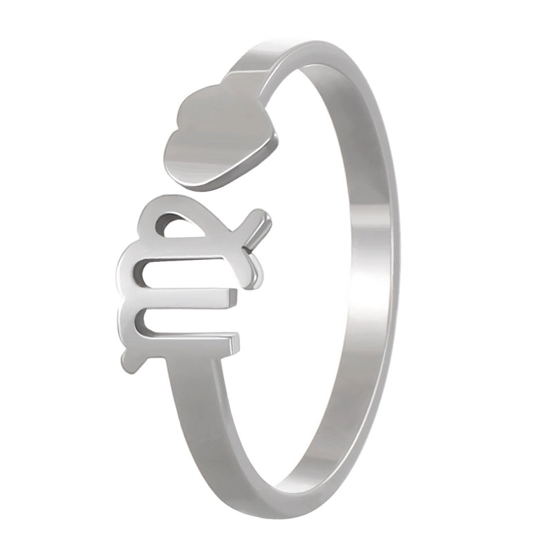 Minimalist Twelve Constellation Stainless Steel Open Rings