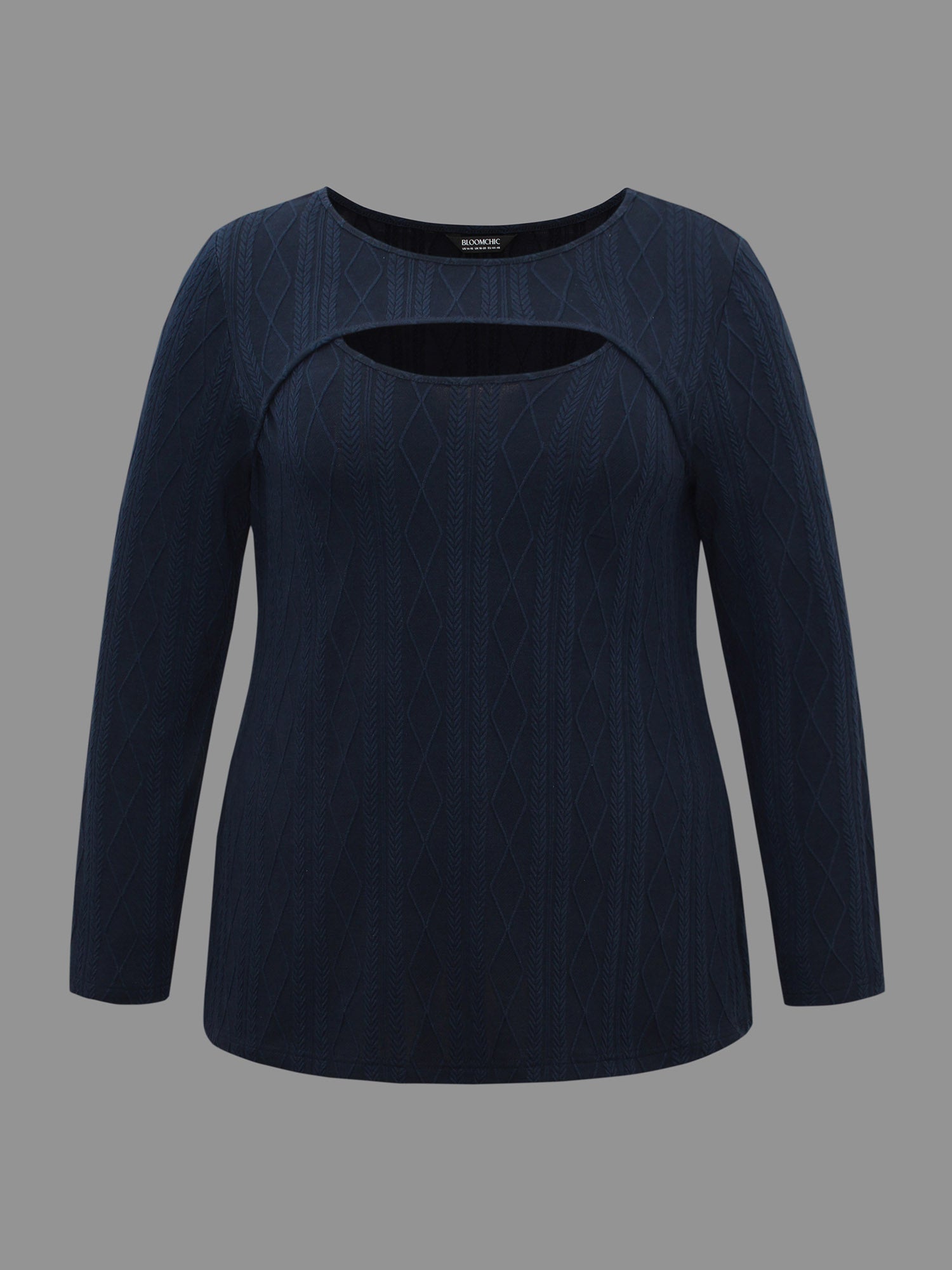 Neck Cut-Out Slim-Fit Textured Knit Top