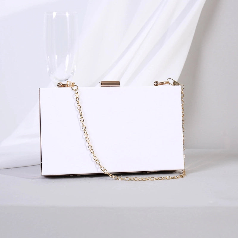 White Black Transparent Arylic Solid Color Square Clutch Evening Bag