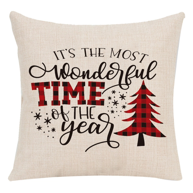 Cute Letter Snowman Elk Chemical Fiber Pillow Cases