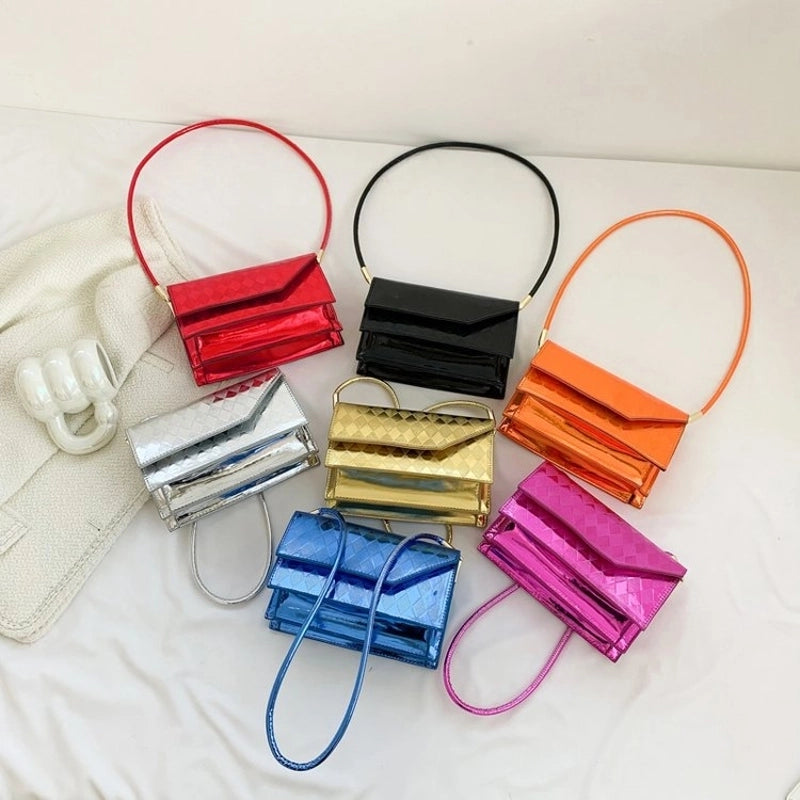 Women's Medium Pu Leather Solid Color Basic Flip Cover Square Bag