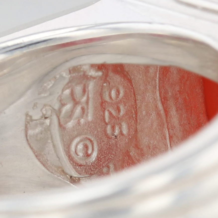 Slane & Slane Red Chalcedony Bee Intaglio Seal Signet Ring Sterling Silver