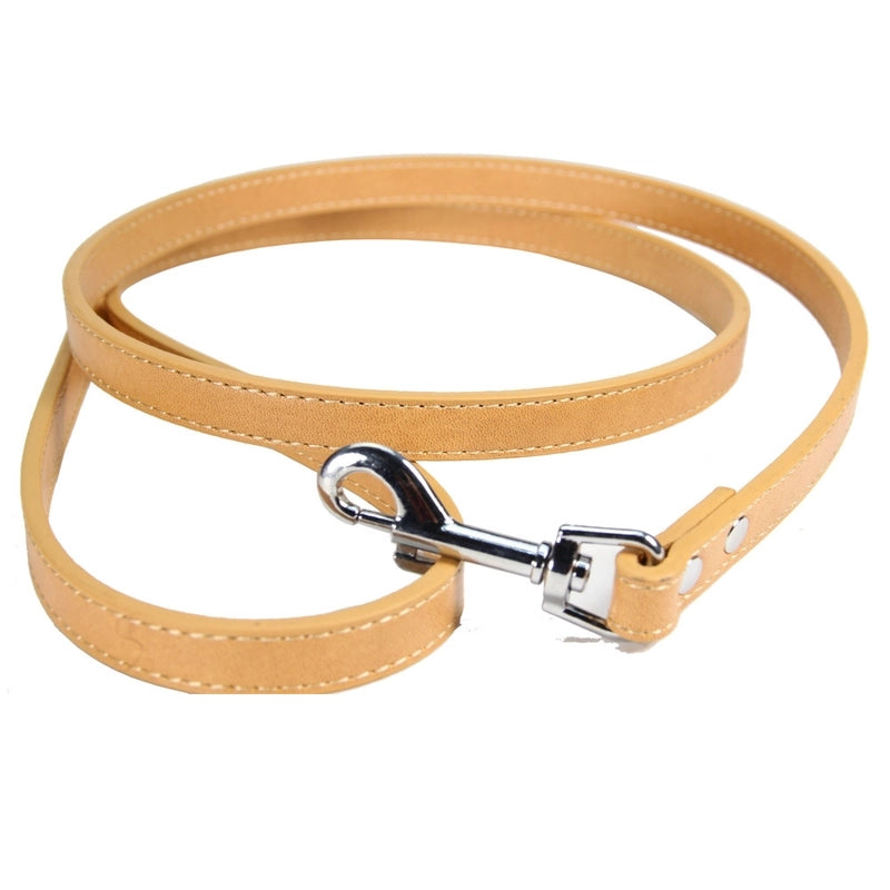 Simple Solid Color Pet Dog Cat Anti-lost Pu Leather Hand Holding Rope