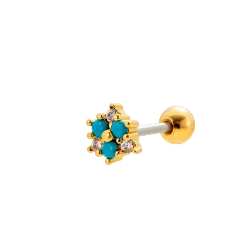 1 Piece Ear Cartilage Rings & Studs Sweet Heart Shape Flower 316L Stainless Steel  Copper Plating Inlay Zircon