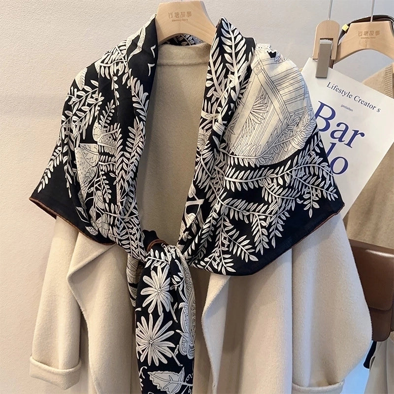 Women's Elegant Geometric Silk Printing Silk Scarf