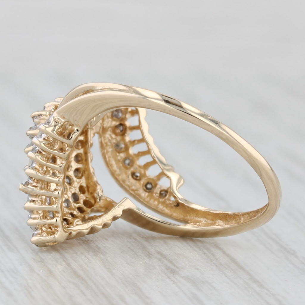 0.36ctw Diamond Cluster Bypass Ring 10k Yellow Gold Size 7.25