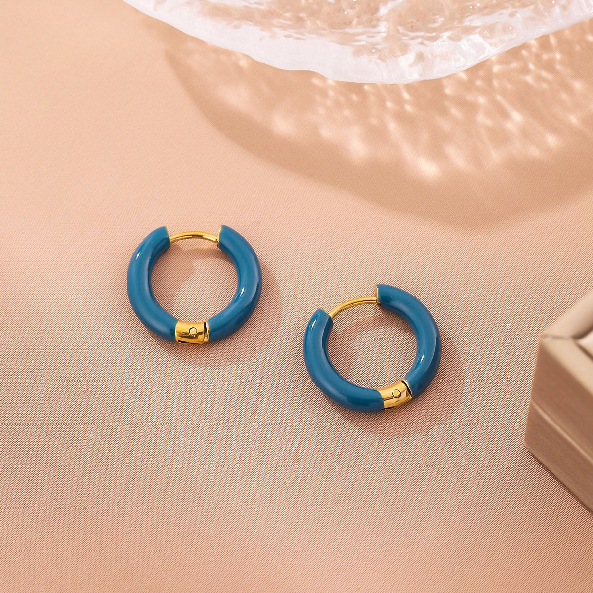 Minimalist Round Geometric Stainless Steel Oil Dripping Earrings