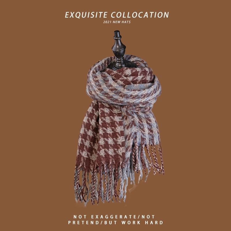 Unisex Basic Lattice Elk Wool Crochet Lace Cotton Linen Scarves