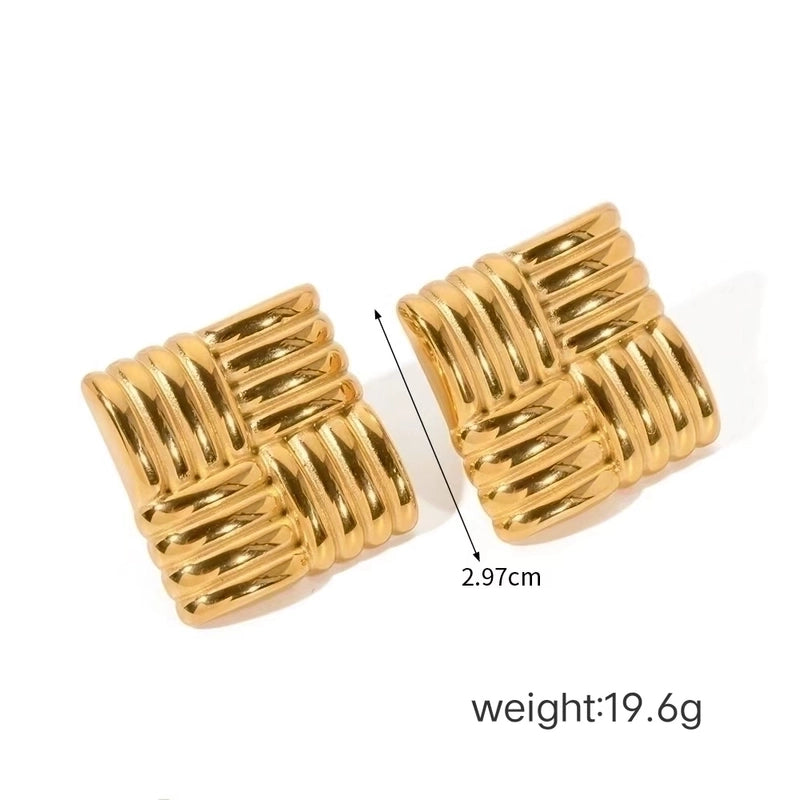 Commute C Shape Plating 304 Stainless Steel 18K Gold Plated Ear Studs