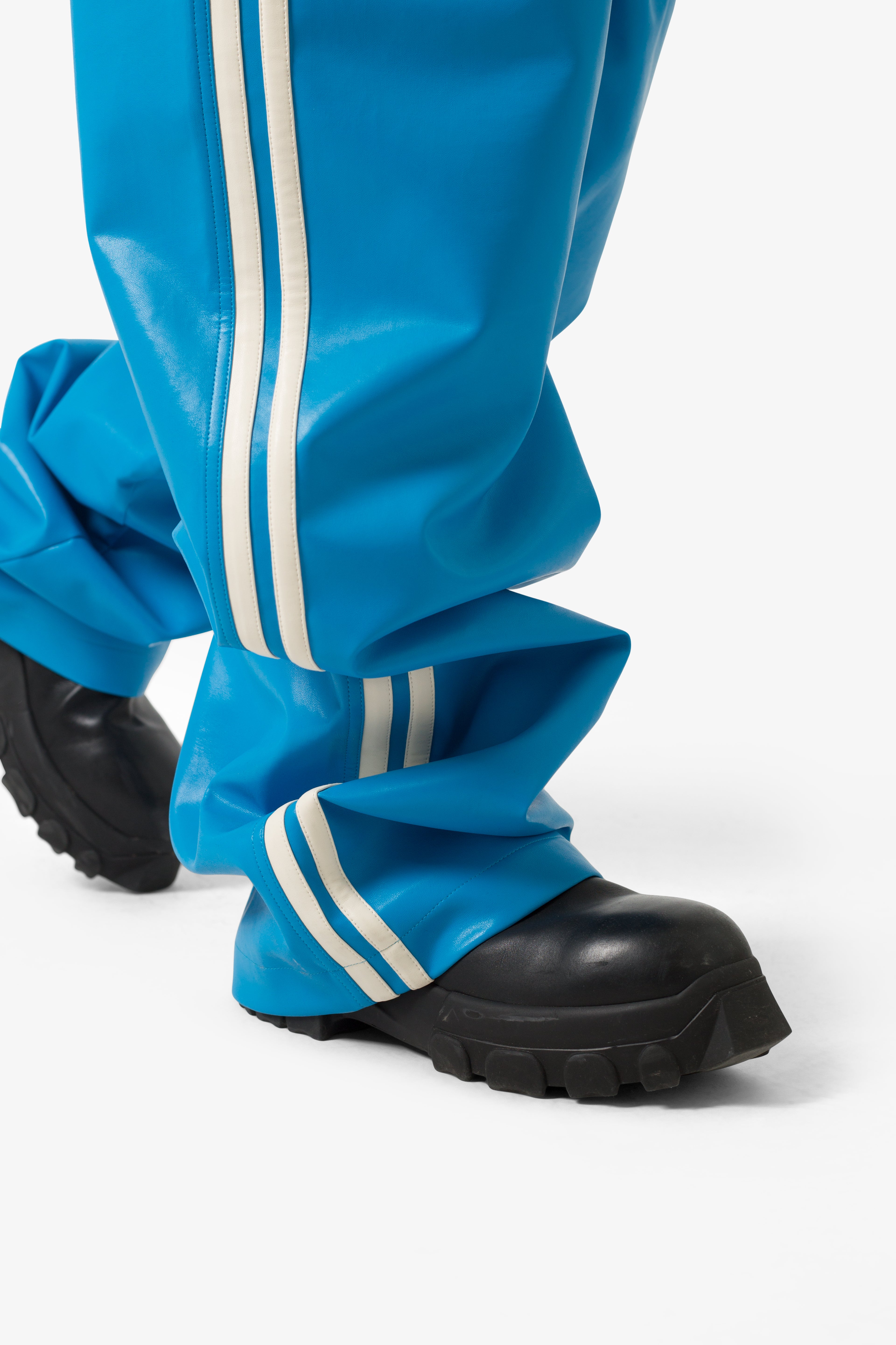 Icon Oversized PU Track Pants - Blue/Black