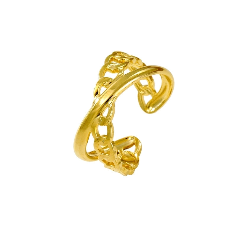 Elegant Leaves Flower Titanium Steel Open Rings
