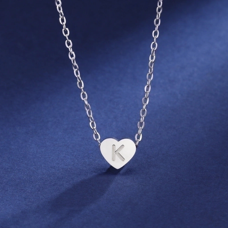 Stainless Steel Titanium Steel Minimalist Letter Heart Shape Plating Pendant Necklace