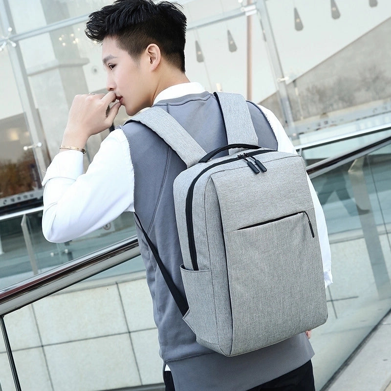 Business Solid Color Square Zipper Functional Backpack
