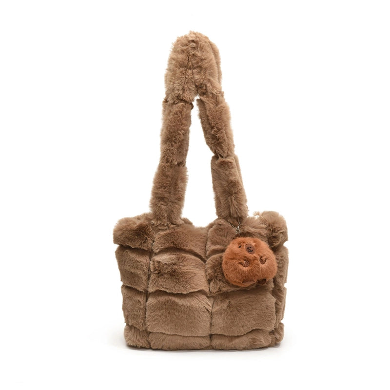 Women's Plush Solid Color Classic Style Square Magnetic Buckle Shoulder Bag Crossbody Bag