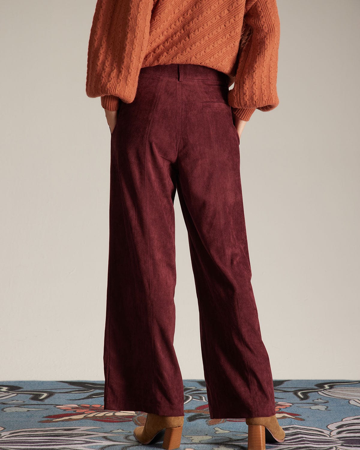 The Wine Red High Waisted Straight Pants