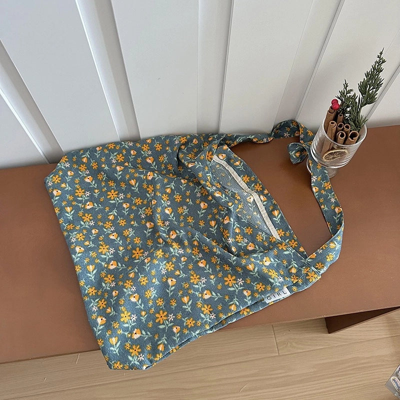 Niche Canvas Bag For Women 2024 New Summer Design Sense High Quality Artistic Floral Canvas Bag