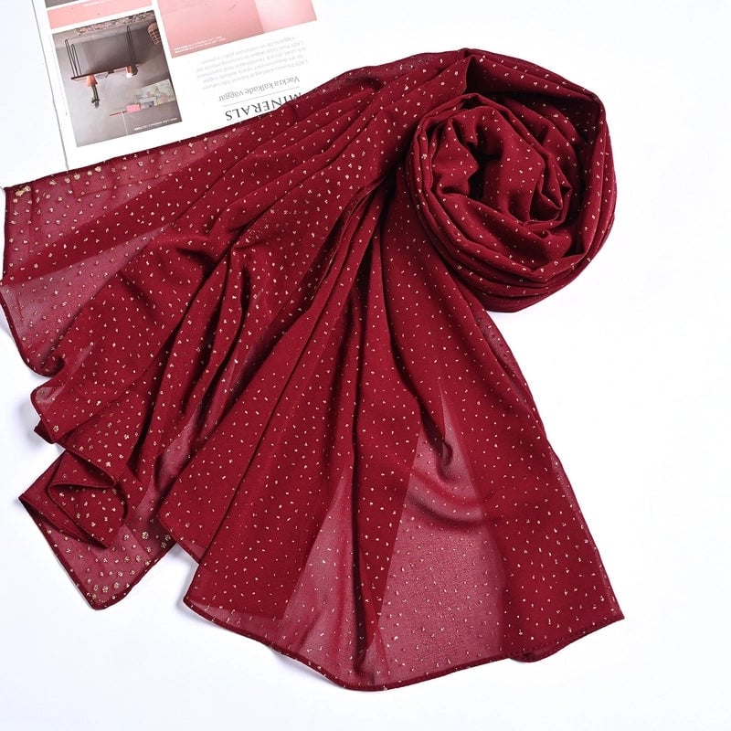 Hot Sale Solid Color Bronzing Chiffon Scarf Silk Scarf Decorative Headscarf Women's Solid Color Headscarf Scarf
