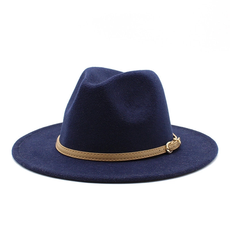 Unisex Basic Solid Color Big Eaves Flat Eaves Fedora Hat