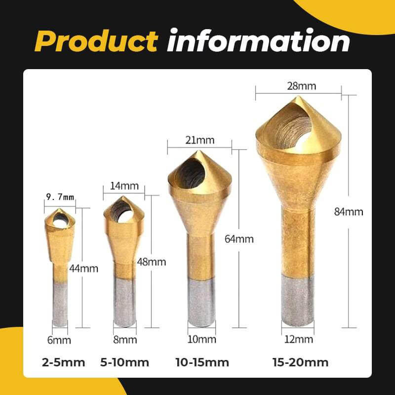 (🔥HOT SALE NOW 49% OFF) - Titanium Coated Countersink Chamfer Tool4 PCS