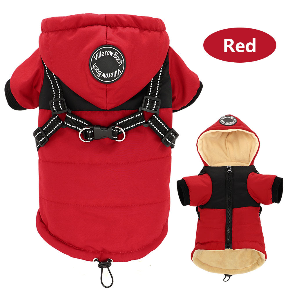 Warm Dog Jacket With Harness