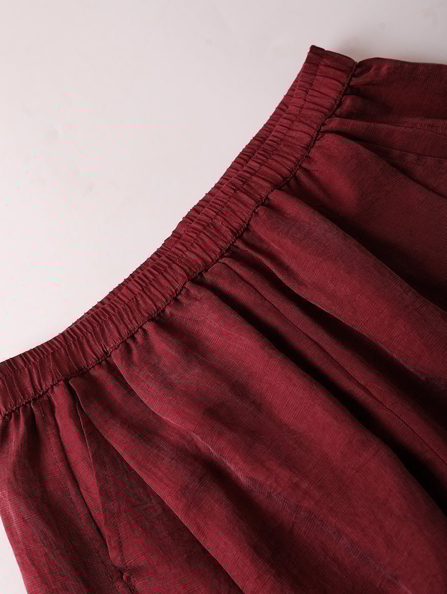 Women Summer Pure Color 100%Linen Wide-leg Cropped Pants