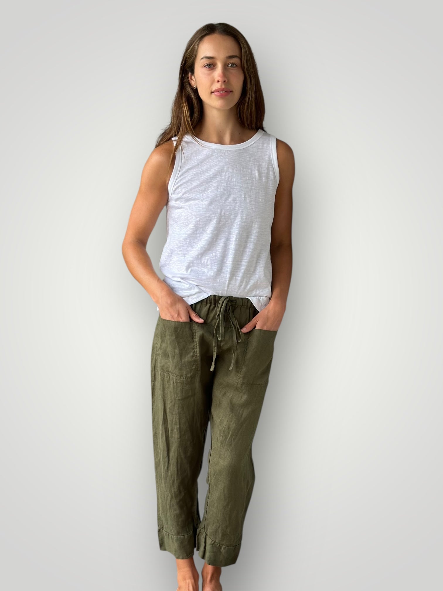 darcy pants - army linen