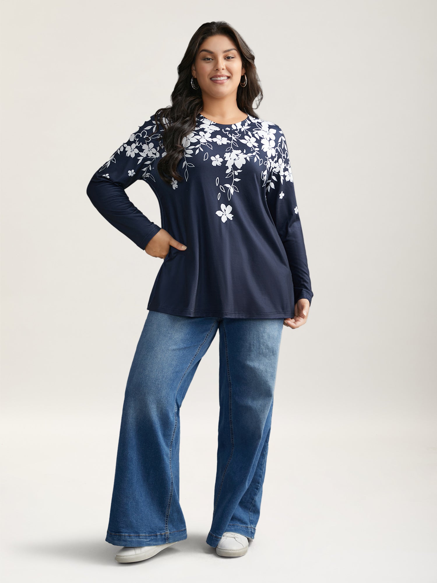 Round Neck Boho Print T-Shirt