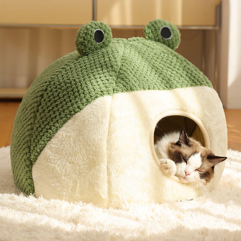 Adorable Frog Shape Wrapped Pet Bed Cat Cave