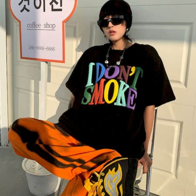 Oversized I Don't Smoke Rainbow Tee