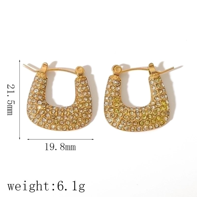 1 Pair Elegant Lady Geometric Inlay 304 Stainless Steel Zircon 18K Gold Plated Ear Studs