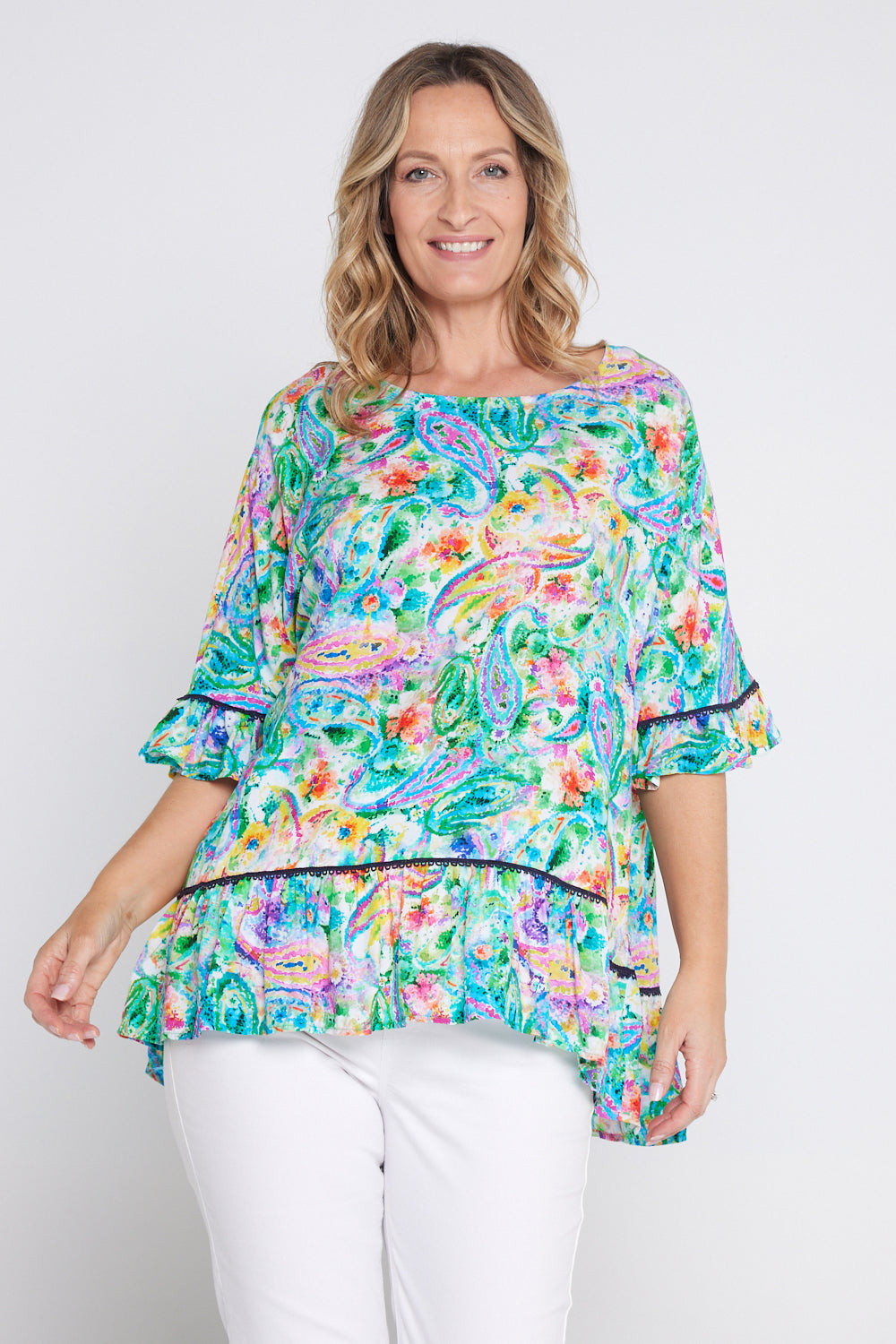 Electra Top - Rainbow Paisley