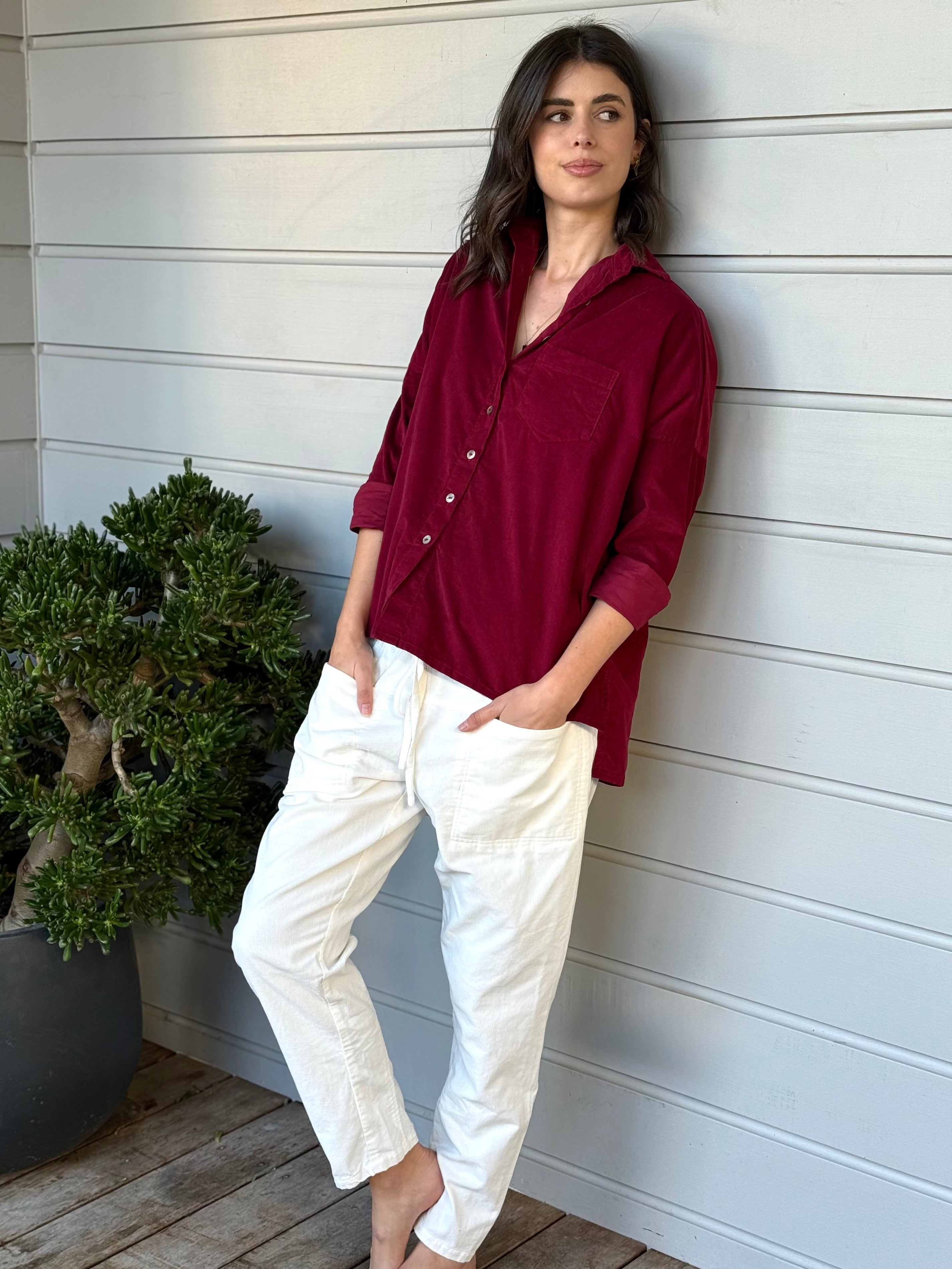 rosie shirt - merlot cord
