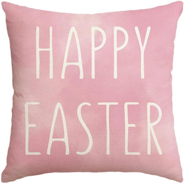 Easter Cute Classic Style Rabbit Letter Linen Pillow Cases Couch & Sofa Decor