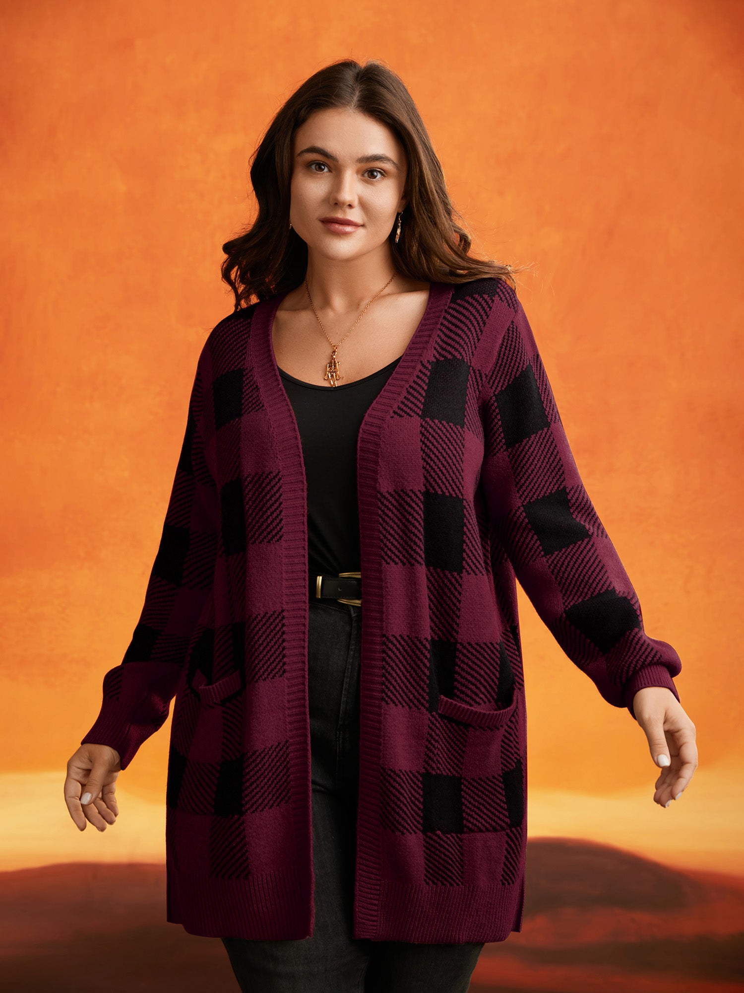 Supersoft Essentials Plaid Open Cardigan