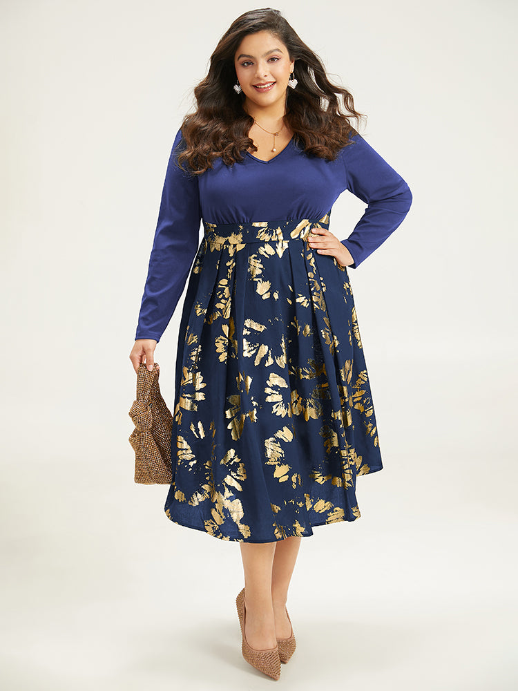 Brush Glitter Pocket Patchwork Dress