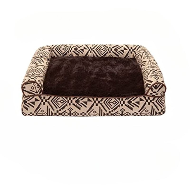 Pet Bed for Dogs and Cats - Plush and Southwest Kilim Decor Sofa-Style Cooling Gel Foam Dog Bed