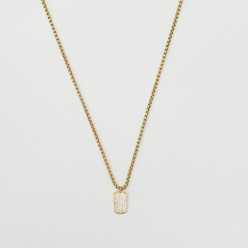 Retro Solid Color Titanium Steel Zircon 18K Gold Plated Plating Inlay Pendant Necklace