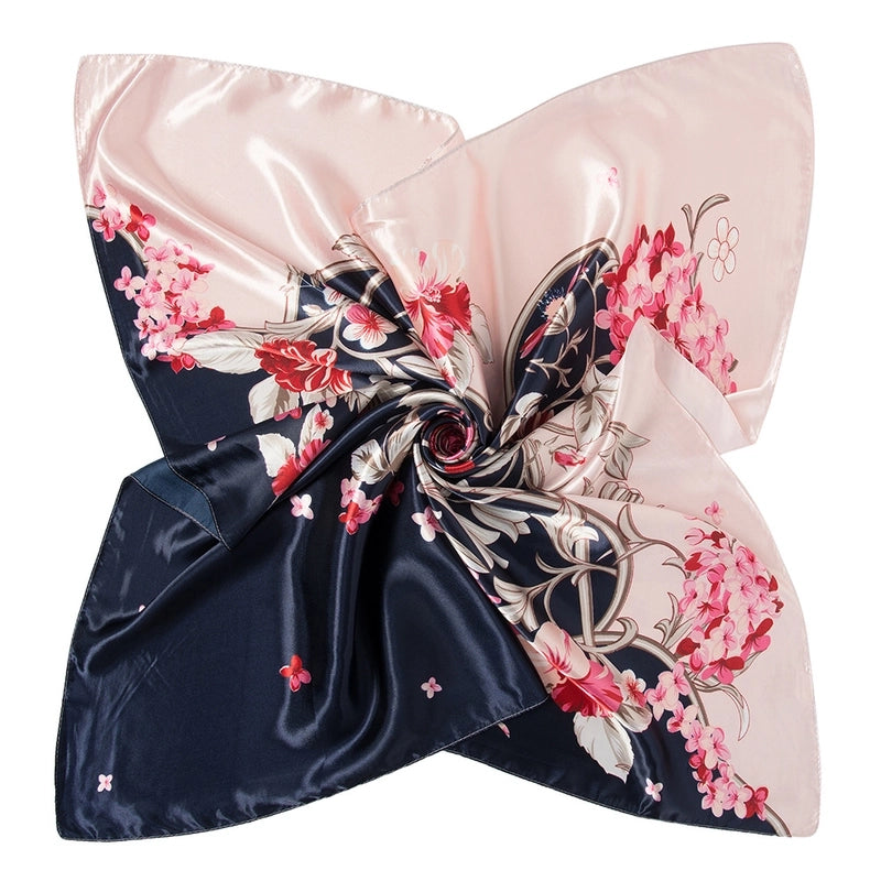 Women's Vintage Style Streetwear Color Block Satin Kerchief