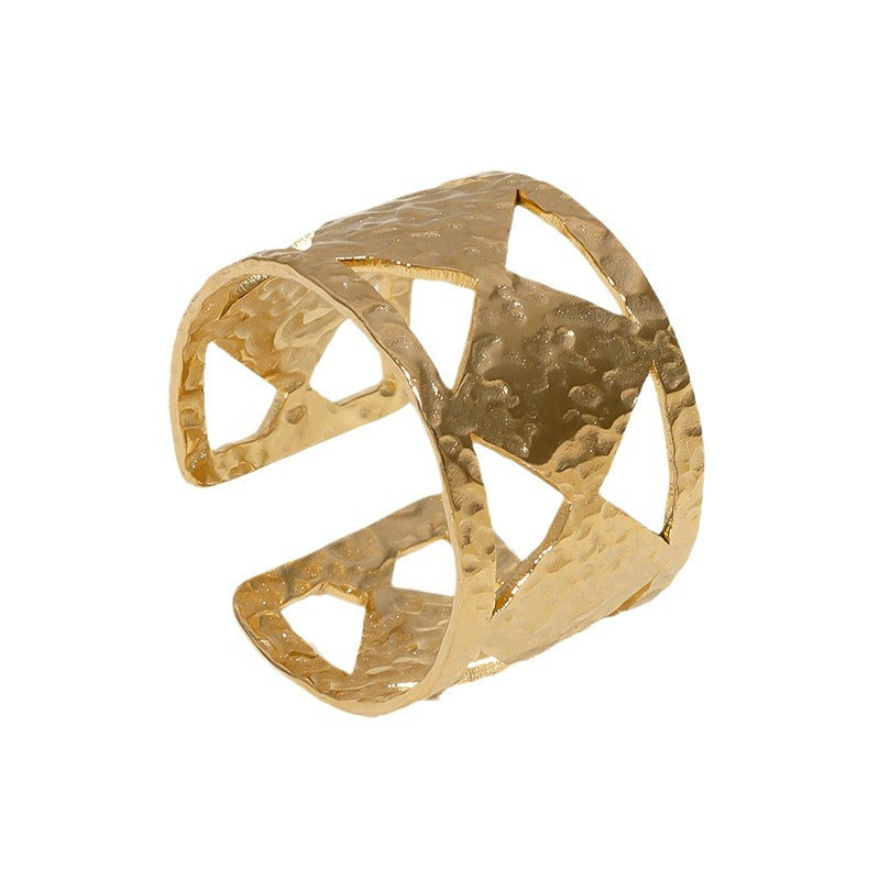 Open Ring Fashion Quadrilateral Geometric Stainless Steel Electroplating Rings